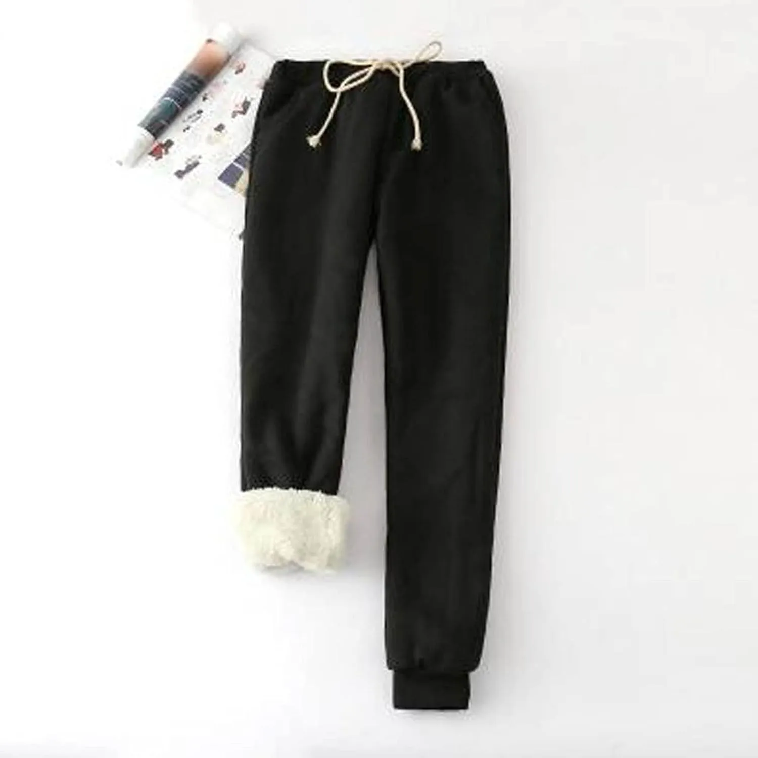 Women's Fleece Lined Sweatpants Winter Thermal Pants Cozy Warm Sherpa Lined Thick Sweatpants Joggers Pant with Pocket