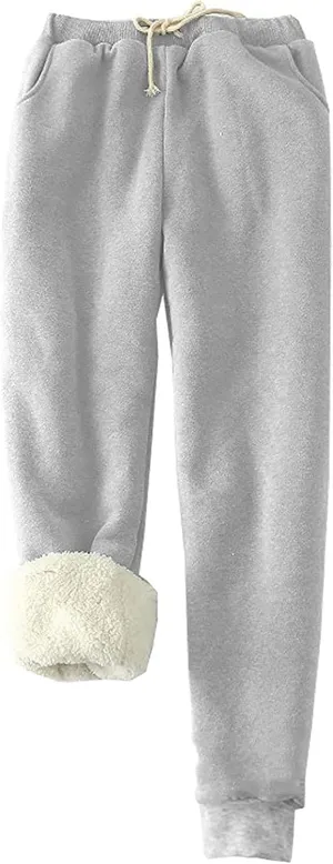 Women's Fleece Lined Sweatpants Winter Thermal Pants Cozy Warm Sherpa Lined Thick Sweatpants Joggers Pant with Pocket