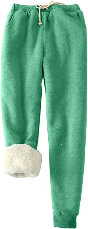 Women's Fleece Lined Sweatpants Winter Thermal Pants Cozy Warm Sherpa Lined Thick Sweatpants Joggers Pant with Pocket