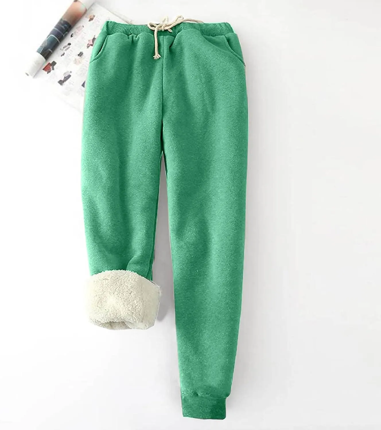 Women's Fleece Lined Sweatpants Winter Thermal Pants Cozy Warm Sherpa Lined Thick Sweatpants Joggers Pant with Pocket