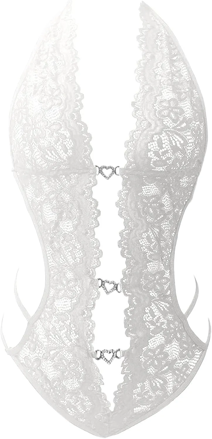 Women's Lingerie Sexy Naughty One Piece Lingerie Sexy Lace Bodysuit Deep V Teddy Babydoll Nightgown