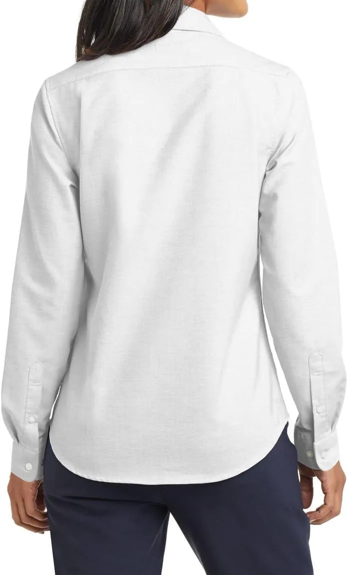 Women's Long Sleeve Wrinkle Free SuperPro Oxford Open Collar Shirt