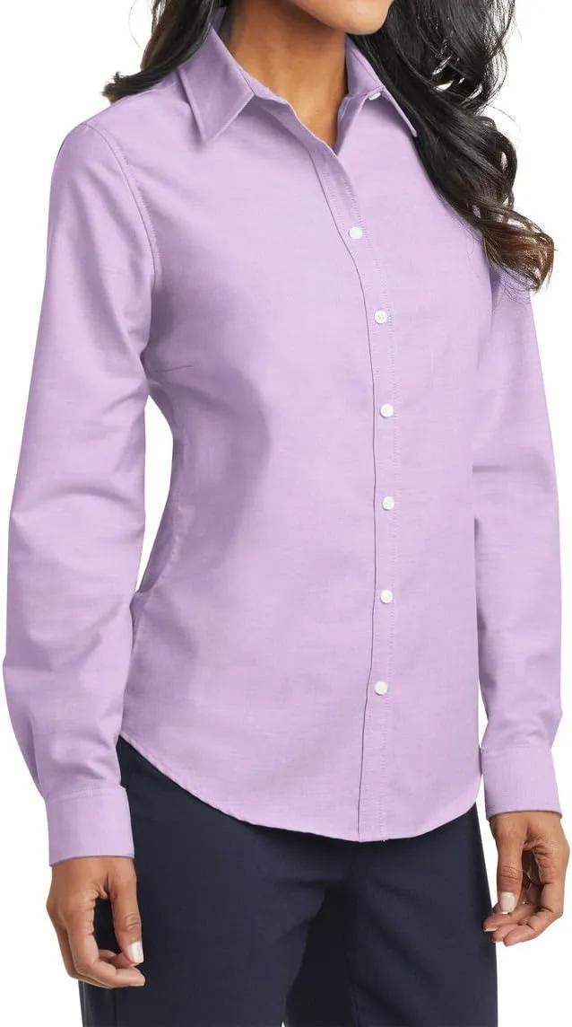 Women's Long Sleeve Wrinkle Free SuperPro Oxford Open Collar Shirt