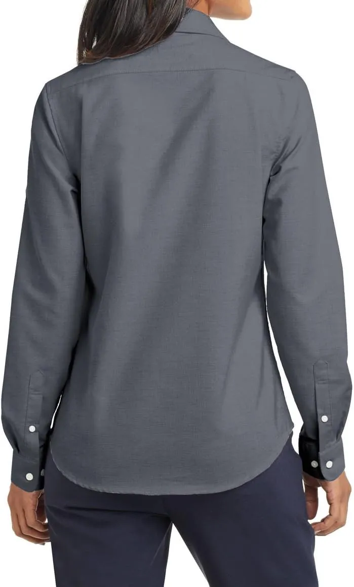 Women's Long Sleeve Wrinkle Free SuperPro Oxford Open Collar Shirt