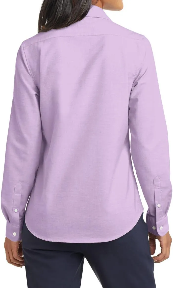 Women's Long Sleeve Wrinkle Free SuperPro Oxford Open Collar Shirt