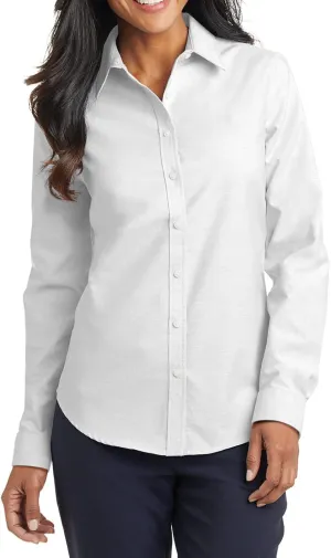 Women's Long Sleeve Wrinkle Free SuperPro Oxford Open Collar Shirt