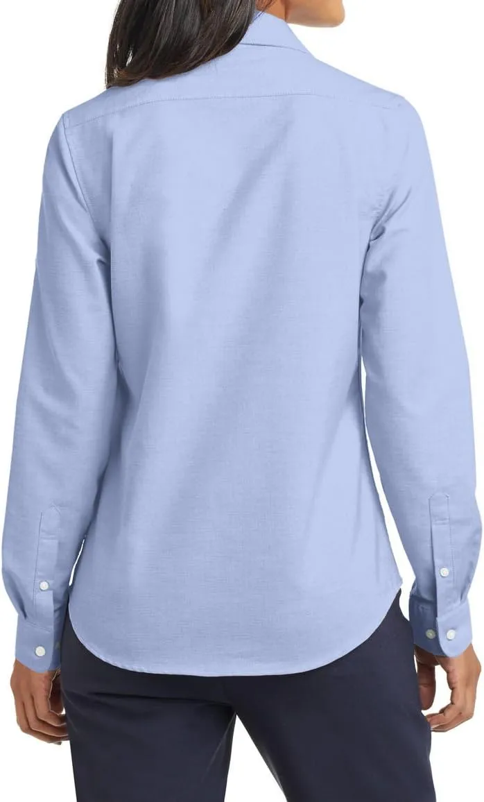 Women's Long Sleeve Wrinkle Free SuperPro Oxford Open Collar Shirt