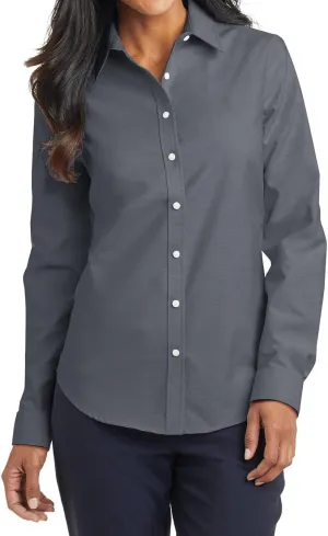 Women's Long Sleeve Wrinkle Free SuperPro Oxford Open Collar Shirt