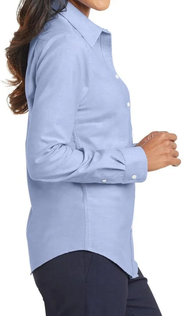 Women's Long Sleeve Wrinkle Free SuperPro Oxford Open Collar Shirt