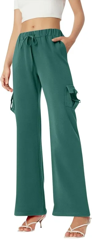 Womens Pants Casual Wide Leg Slacks High Waist Loose Formal Pants Straight Fashion Trousers with Pockets