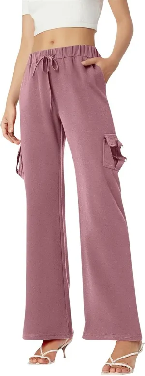 Womens Pants Casual Wide Leg Slacks High Waist Loose Formal Pants Straight Fashion Trousers with Pockets