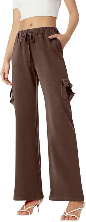Womens Pants Casual Wide Leg Slacks High Waist Loose Formal Pants Straight Fashion Trousers with Pockets