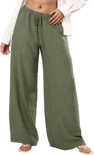 Womens Pants Formal High Waist Pants Straight Baggy Casual Trousers Wide Leg Fashion Slacks with Pockets