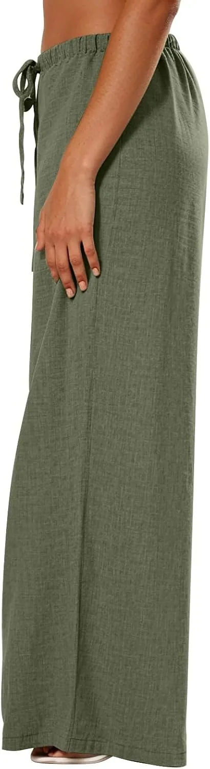 Womens Pants Formal High Waist Pants Straight Baggy Casual Trousers Wide Leg Fashion Slacks with Pockets