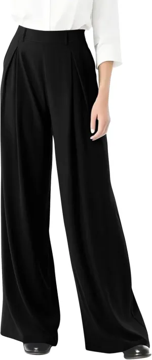 Women's Pants Formal Straight Slacks High Waist Loose Casual Pants Wide Leg Fashion Trousers with Pockets