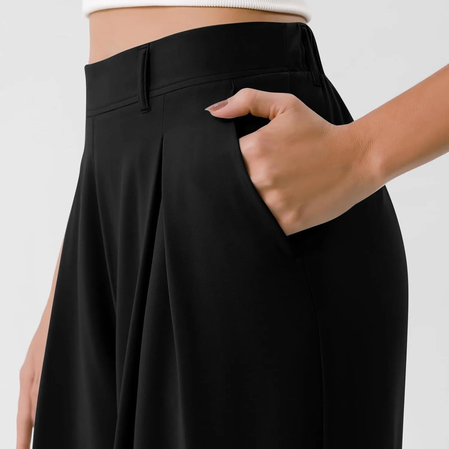 Women's Pants Formal Straight Slacks High Waist Loose Casual Pants Wide Leg Fashion Trousers with Pockets