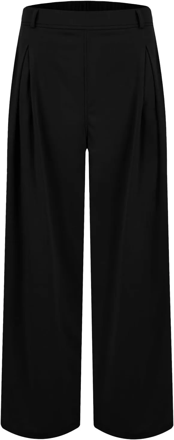 Women's Pants Formal Straight Slacks High Waist Loose Casual Pants Wide Leg Fashion Trousers with Pockets