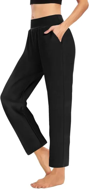 Womens Pants Formal Straight Slacks Wide Leg Baggy Fashion Trousers High Waist Casual Pants with Pockets