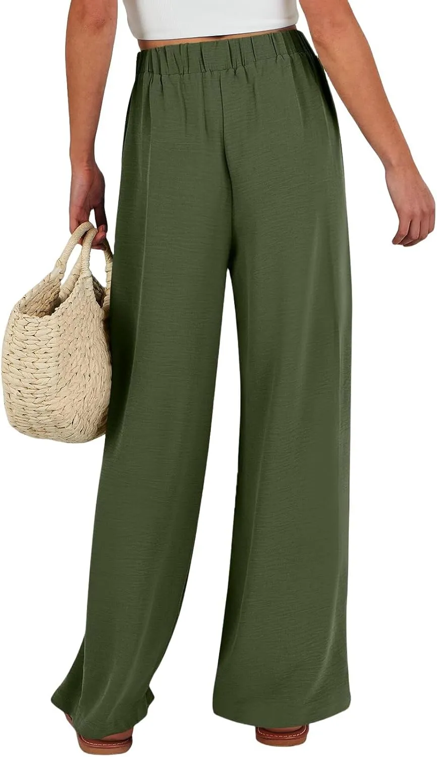 Women's Pants Formal Wide Leg Slacks High Waist Loose Casual Pants Straight Fashion Trousers with Pockets