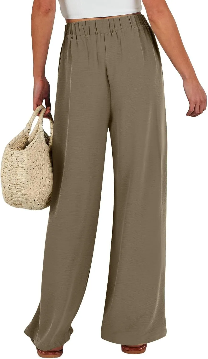 Women's Pants Formal Wide Leg Slacks High Waist Loose Casual Pants Straight Fashion Trousers with Pockets
