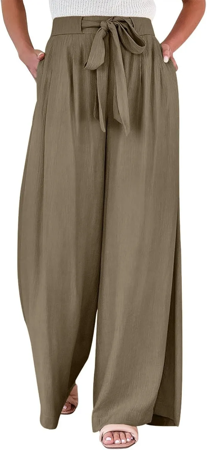 Women's Pants Formal Wide Leg Slacks High Waist Loose Casual Pants Straight Fashion Trousers with Pockets