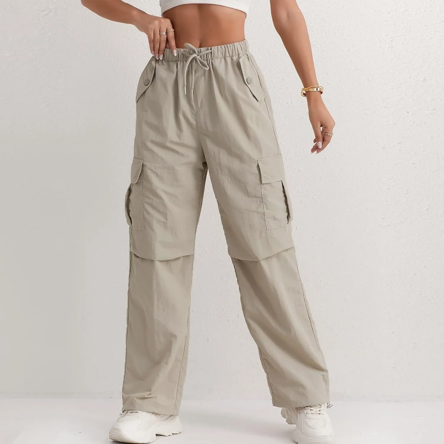 Women's Pants Formal Wide Leg Trousers Straight Loose Fashion Slacks High Waist Casual Pants with Pockets