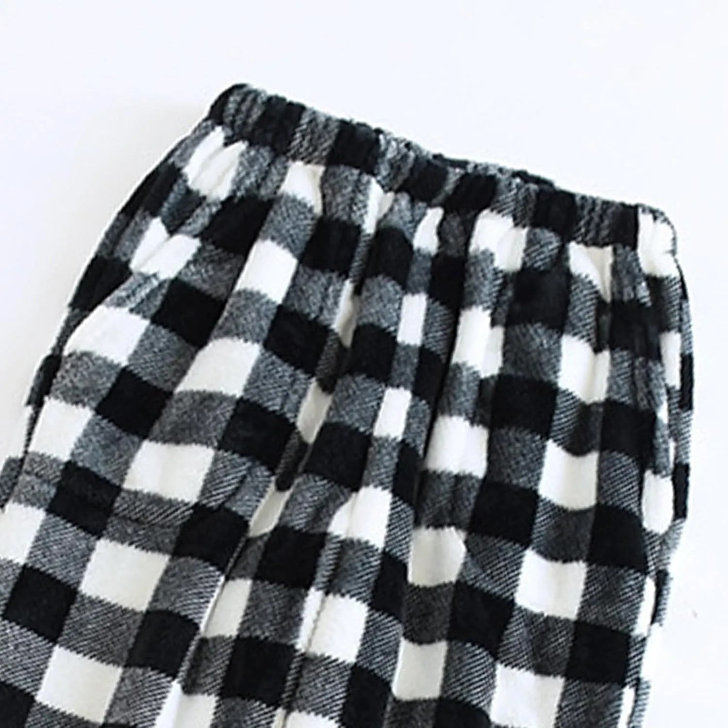 Women's Plaid Fluffy Pajama Pants Fuzzy Fleece Cozy Lounge Pants with Pockets Winter Warm Pj Bottoms Trousers