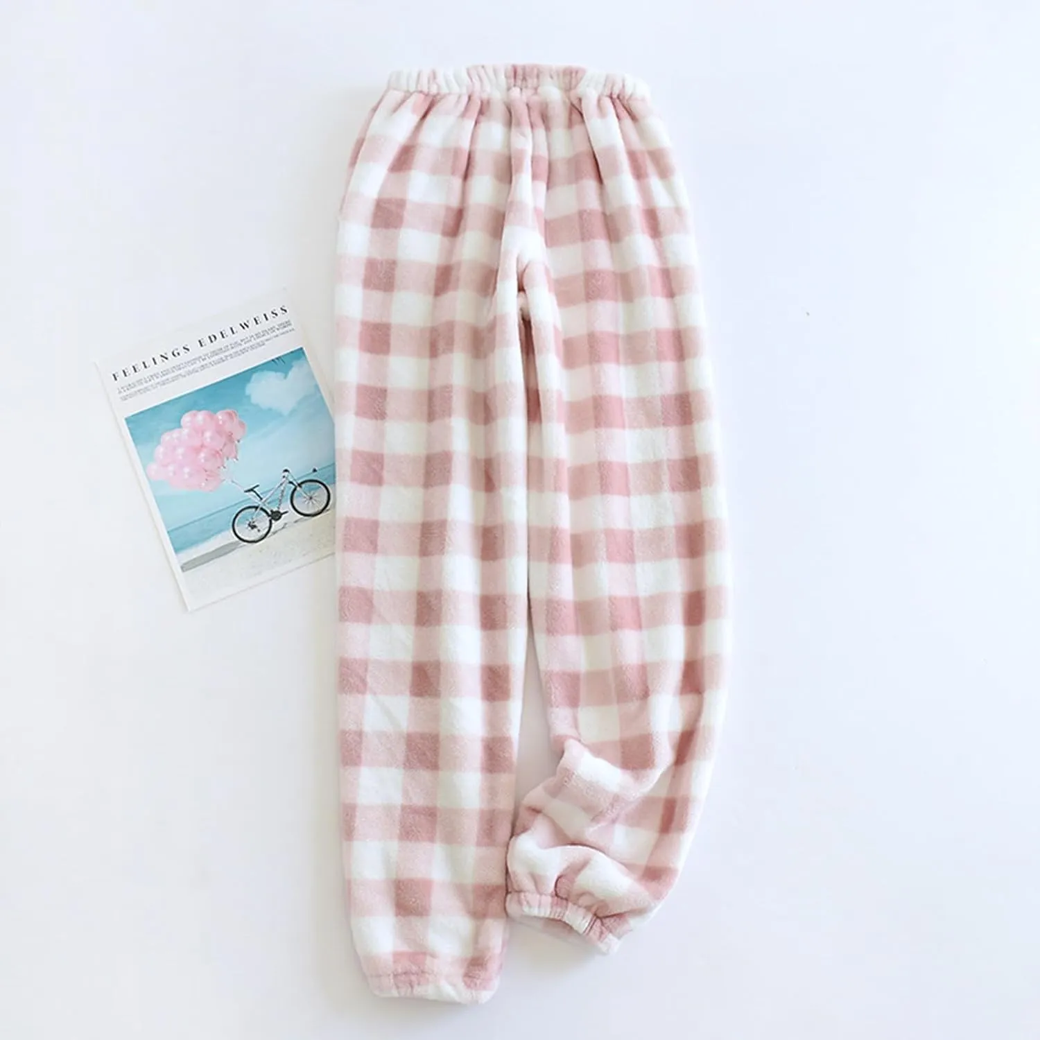 Women's Plaid Fluffy Pajama Pants Fuzzy Fleece Cozy Lounge Pants with Pockets Winter Warm Pj Bottoms Trousers