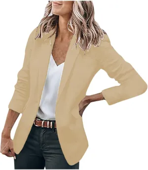 Womens Plus Size Blazers Casual Long Sleeve Open Front Lapel Collar Business Work Office Suit Oversized Jacket Coat