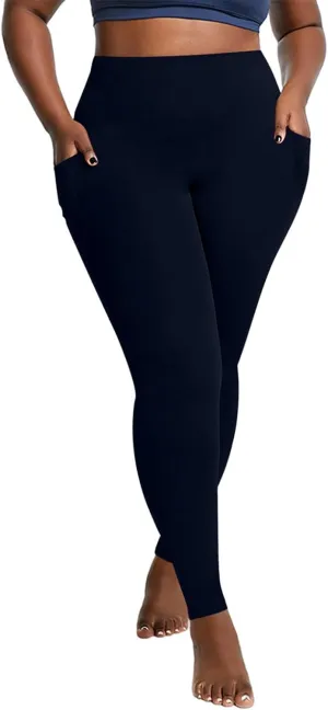 Womens Plus Size High Waist Leggings with Pockets Compression Tummy Control Quick Dry Athletic Yoga Workout Pants