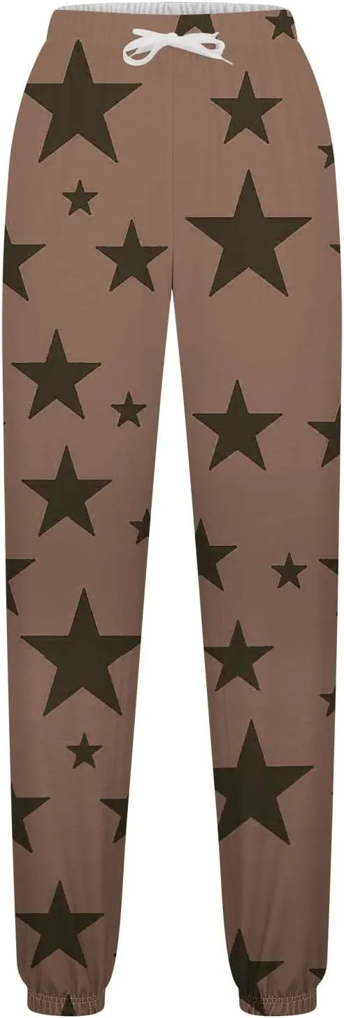 Womens Sweatpants Bound Feet Athletic Drawstring Printed Baggy Joggers with Pockets Comfy Soft Fashion Lounge Pants