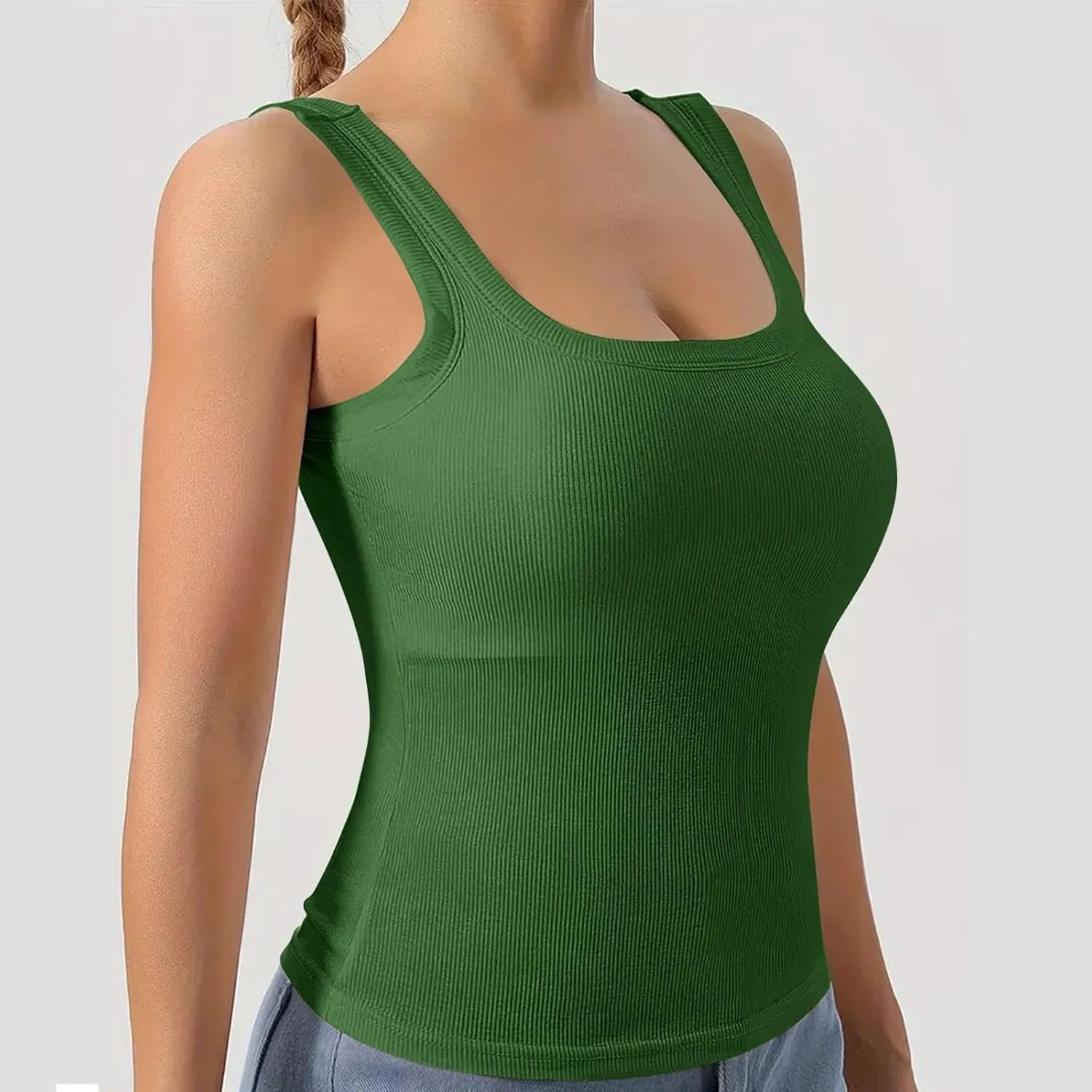 Womens Tank Tops Summer Sleeveless High Neck Ribbed Knit Slim Fitted Blouse Side Ruched Basic Tees Shirts Tank Top