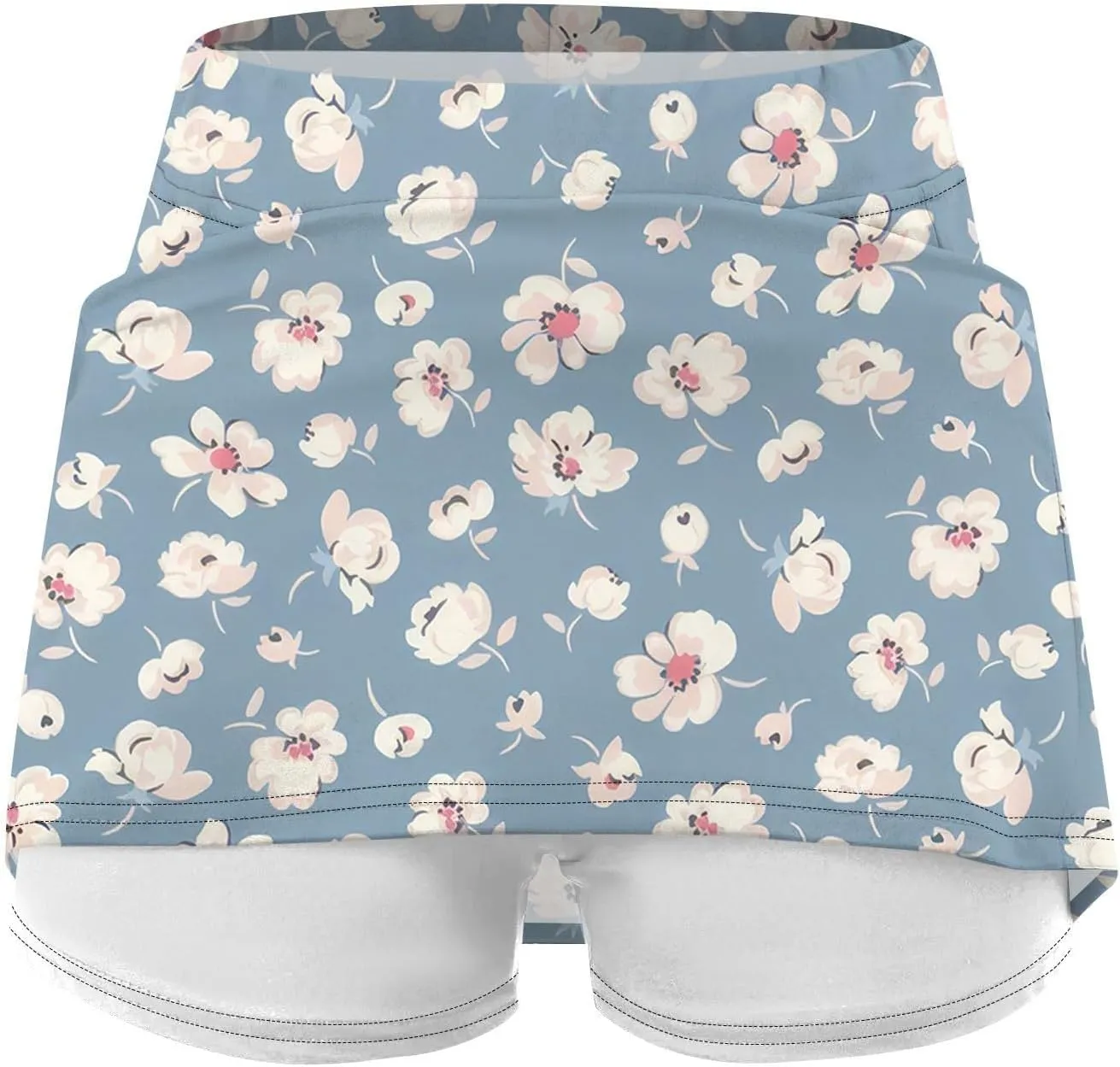 Women's Tennis Golf Skirts Floral Printed High Waist Skorts with Pockets Athletic Sports Running Workout Inner Shorts
