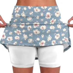 Women's Tennis Golf Skirts Floral Printed High Waist Skorts with Pockets Athletic Sports Running Workout Inner Shorts
