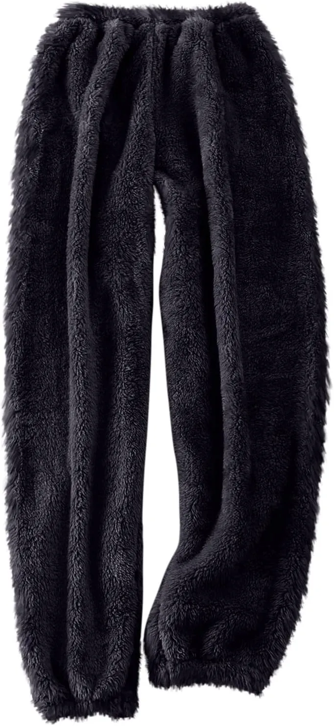 Womens Warm Plush Pajama Pants Comfy Soft Fluffy Pajama Sleep Pants Fuzzy Fleece Bottoms Sleepwear Lounge Pants