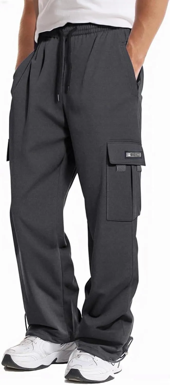 Work Pants for Men Baggy Multi Pockets Cargo Sweatpants Outdoor Casual Hiking Pants Relaxed Fit Stretch Jogger Pants
